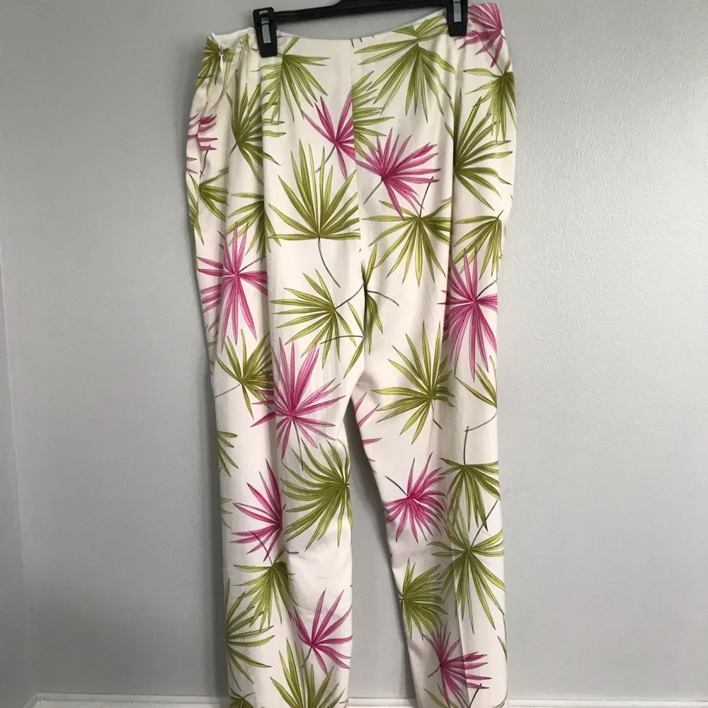 Talbots Women’s Tropical Leaf Print Silk Blend Pants size 8